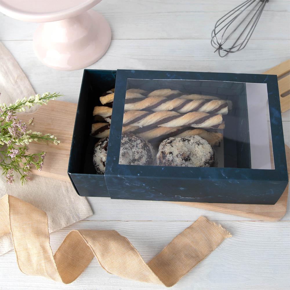 Clear Window Gift Boxes Rectangle Blue 7.5" X 5" X 2.5" 6 Pack